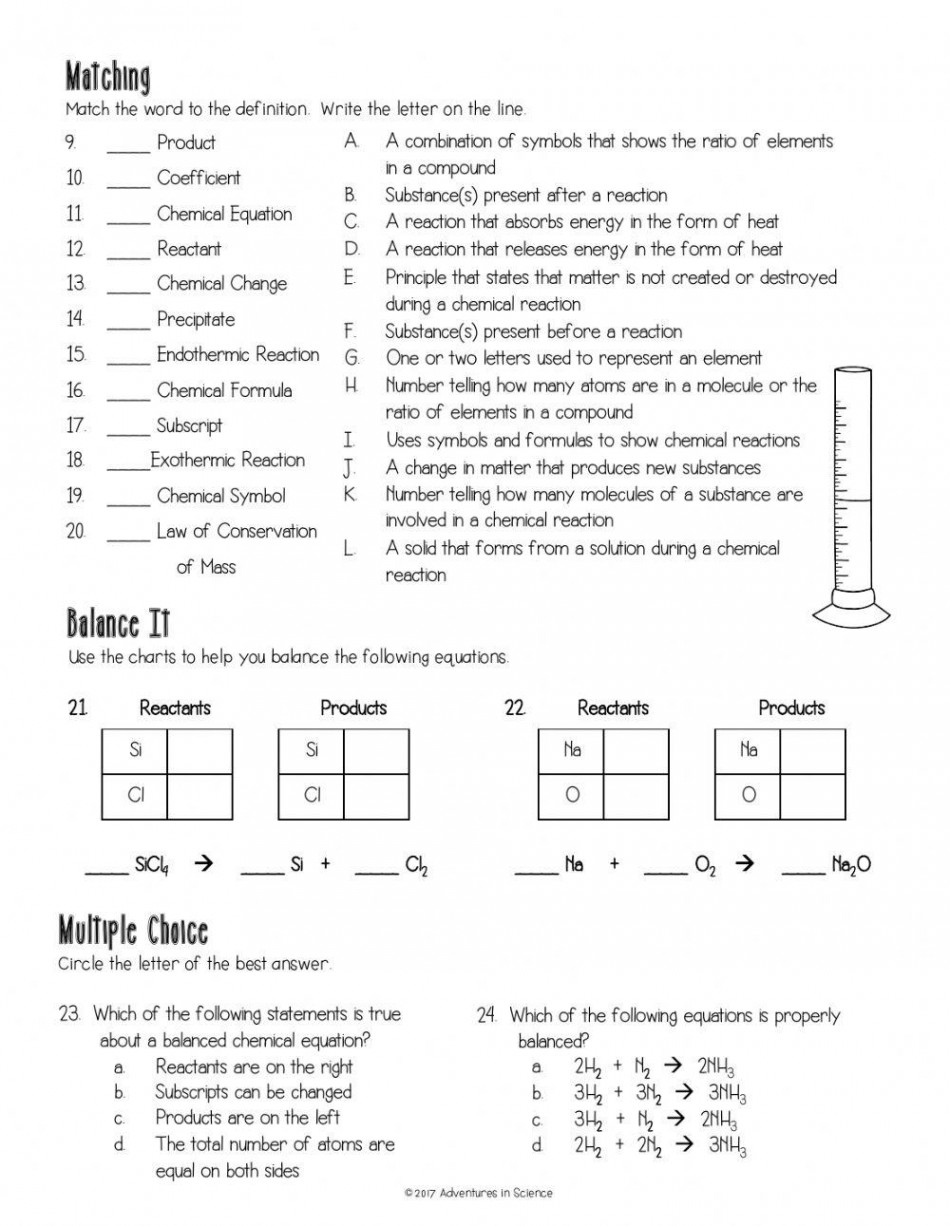 Intro to Chemical Reactions online exercise for  Live Worksheets