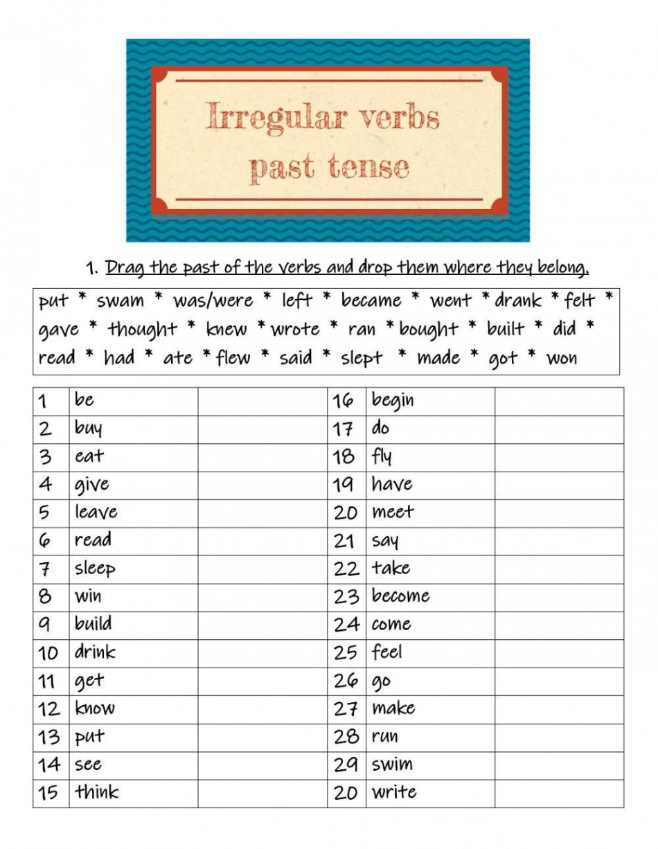 Irregular verbs (past tense) worksheet  Live Worksheets