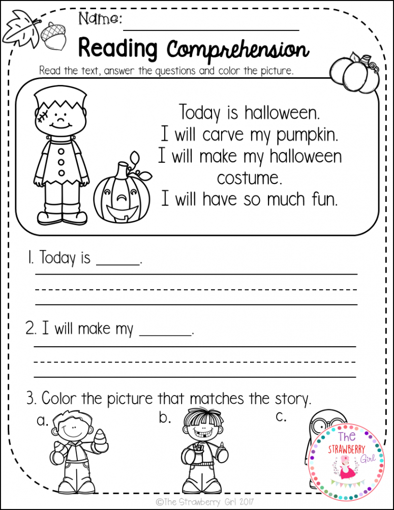 Kindergarten Reading Comprehension Passages - Fall  Reading