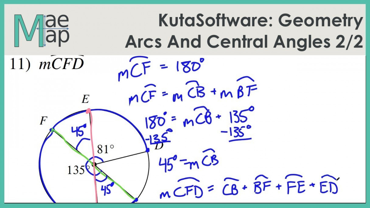 KutaSoftware: Geometry- Arcs And Central Angles Part