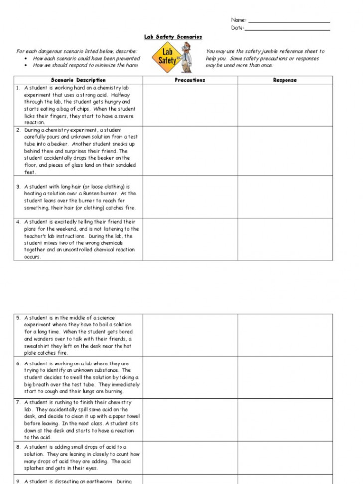 Lab Safety Scenarios  PDF  Chemistry  Nature