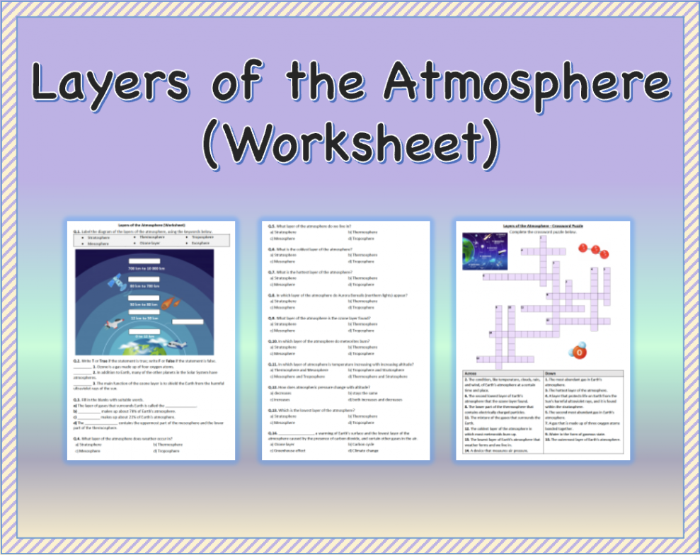 Layers of the Atmosphere - Worksheet  Printable and Distance Learning