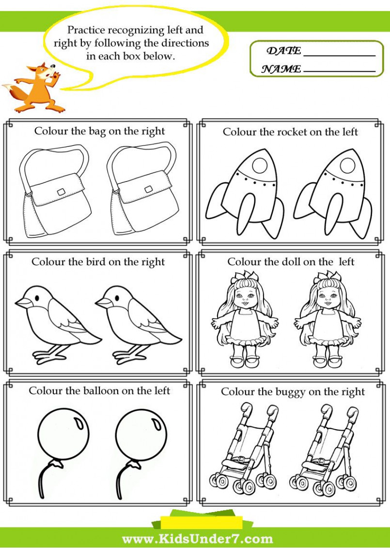 Left and Right Worksheets  Kindergarten worksheets, Preschool