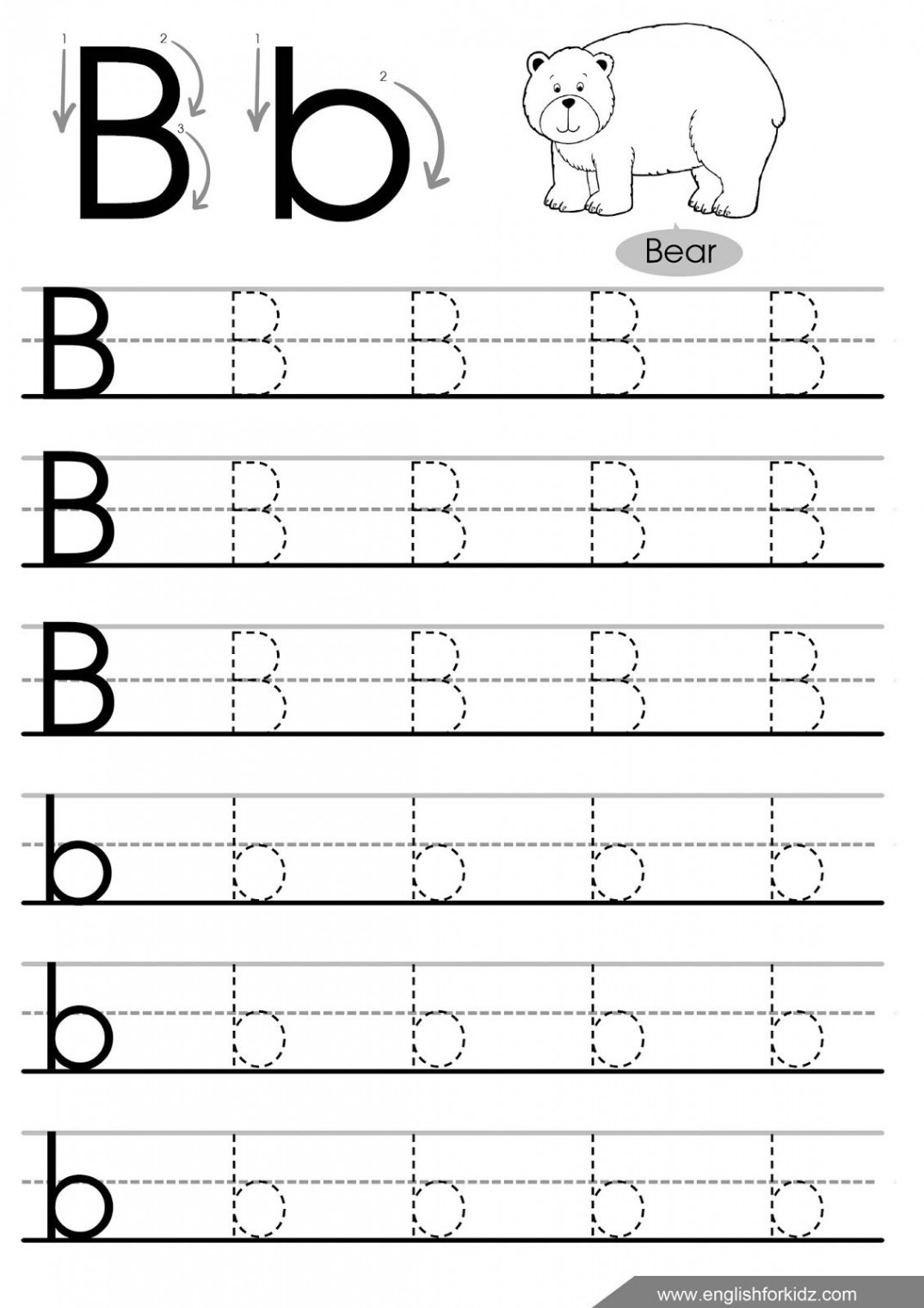 Letter b tracing worksheet  Tracing worksheets, Letter b