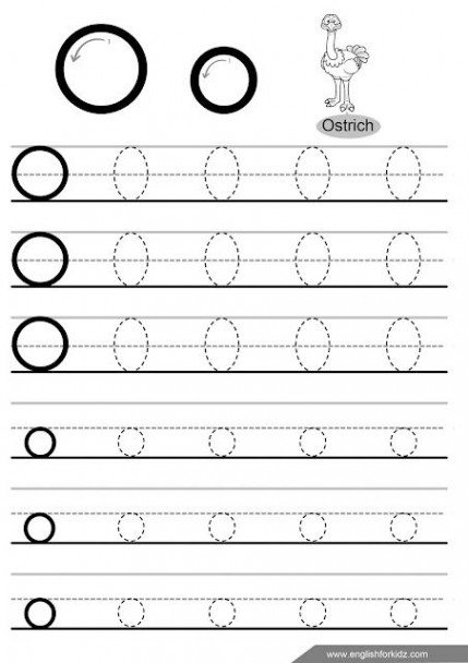 Letter O Worksheets, Flash Cards, Coloring Pages in   Tracing