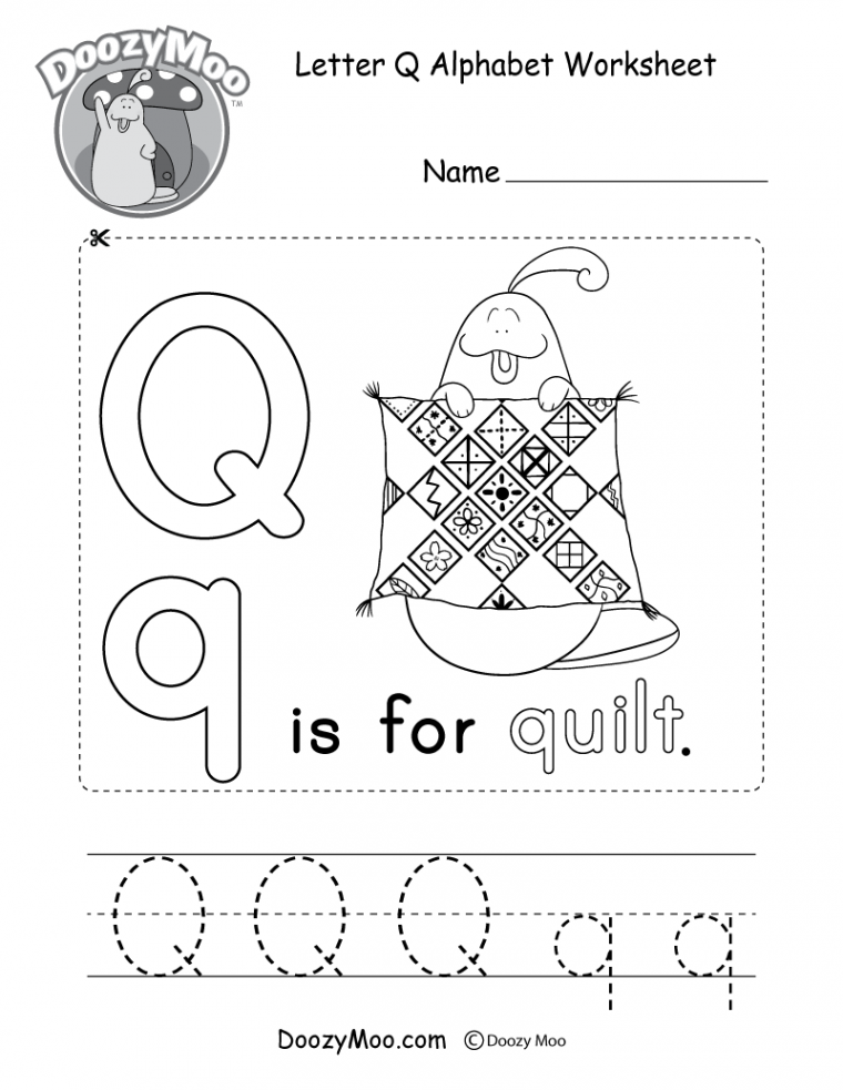 Letter Q Alphabet Activity Worksheet - Doozy Moo