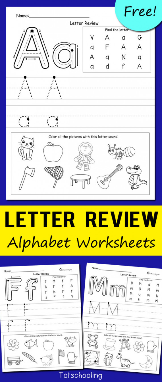 Letter Review Alphabet Worksheets  Totschooling - Toddler