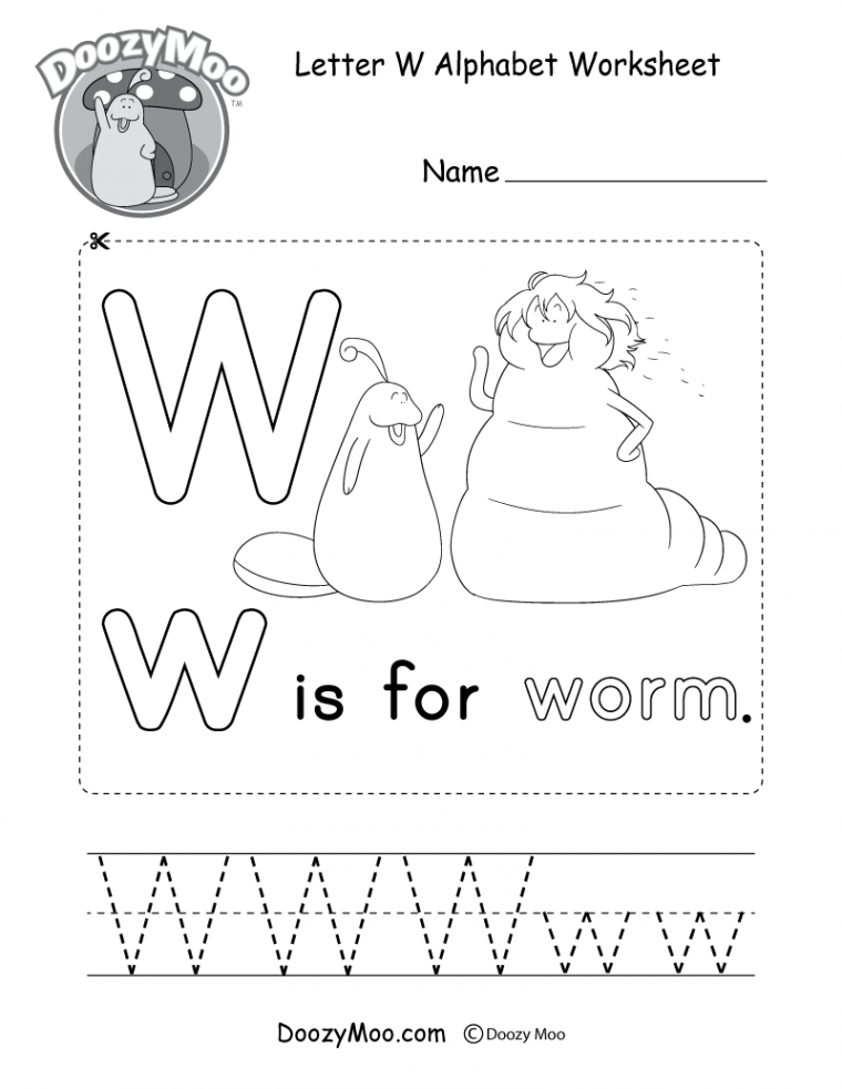 Letter W Alphabet Activity Worksheet - Doozy Moo