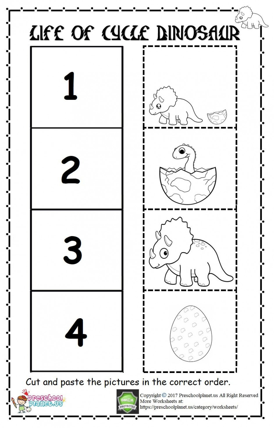 Life Of Cycle Dinosaur Worksheet  Dinosaur worksheets, Dinosaur