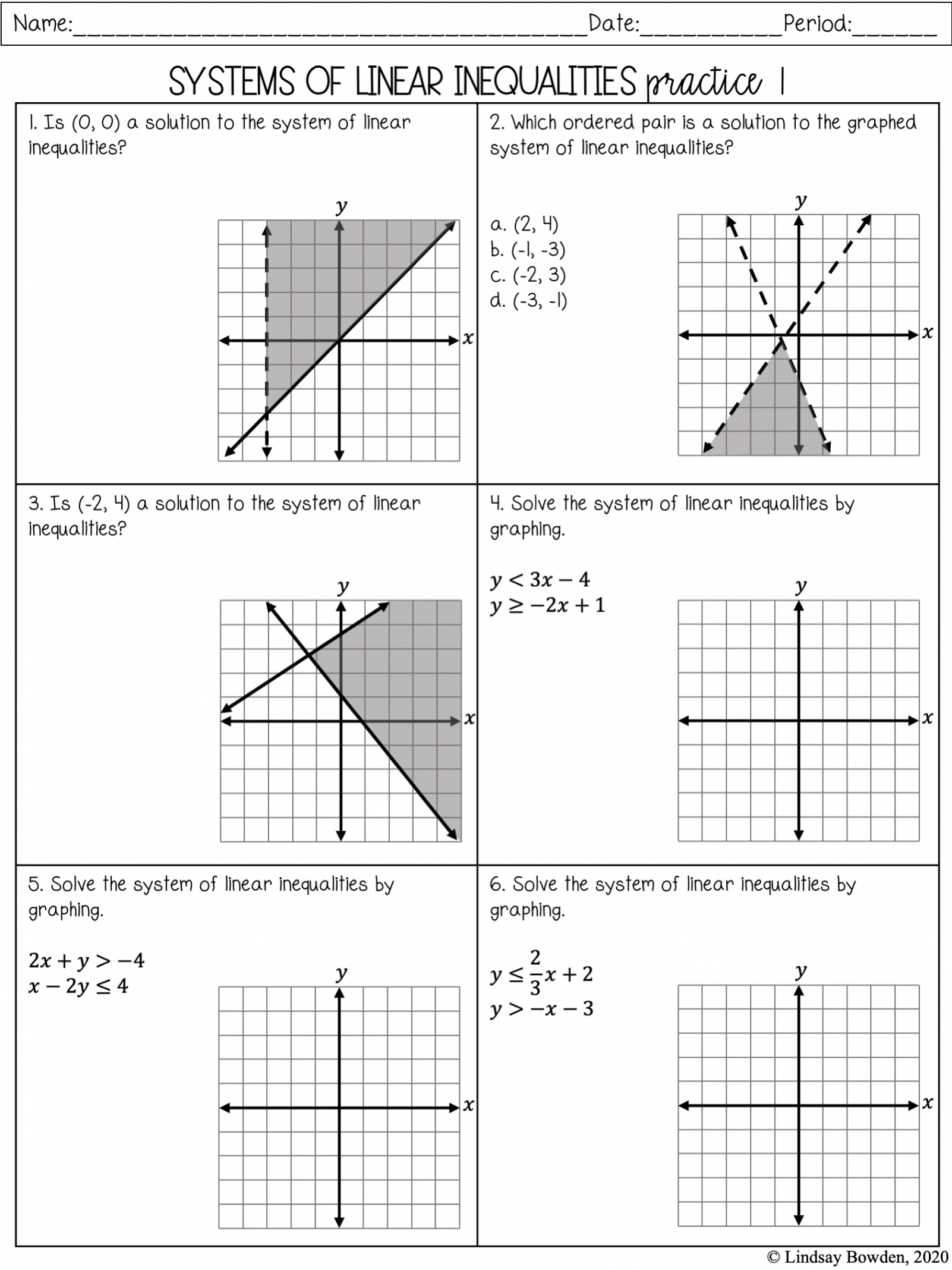 Linear Systems Notes and Worksheets - Lindsay Bowden