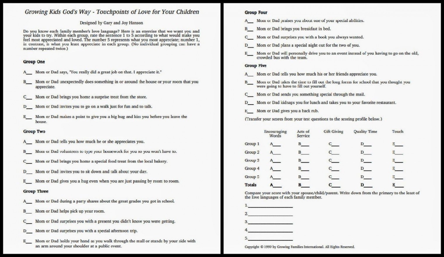 Love Languages Quiz for Children  Love language test, Language