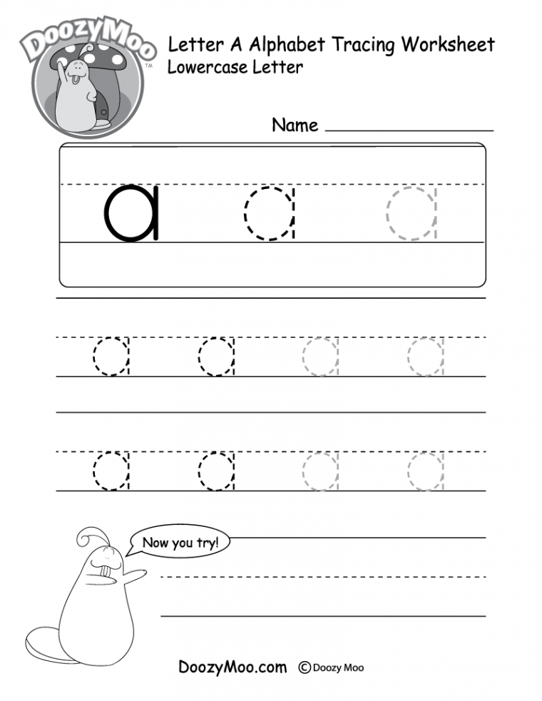 Lowercase Letter "a" Tracing Worksheet - Doozy Moo