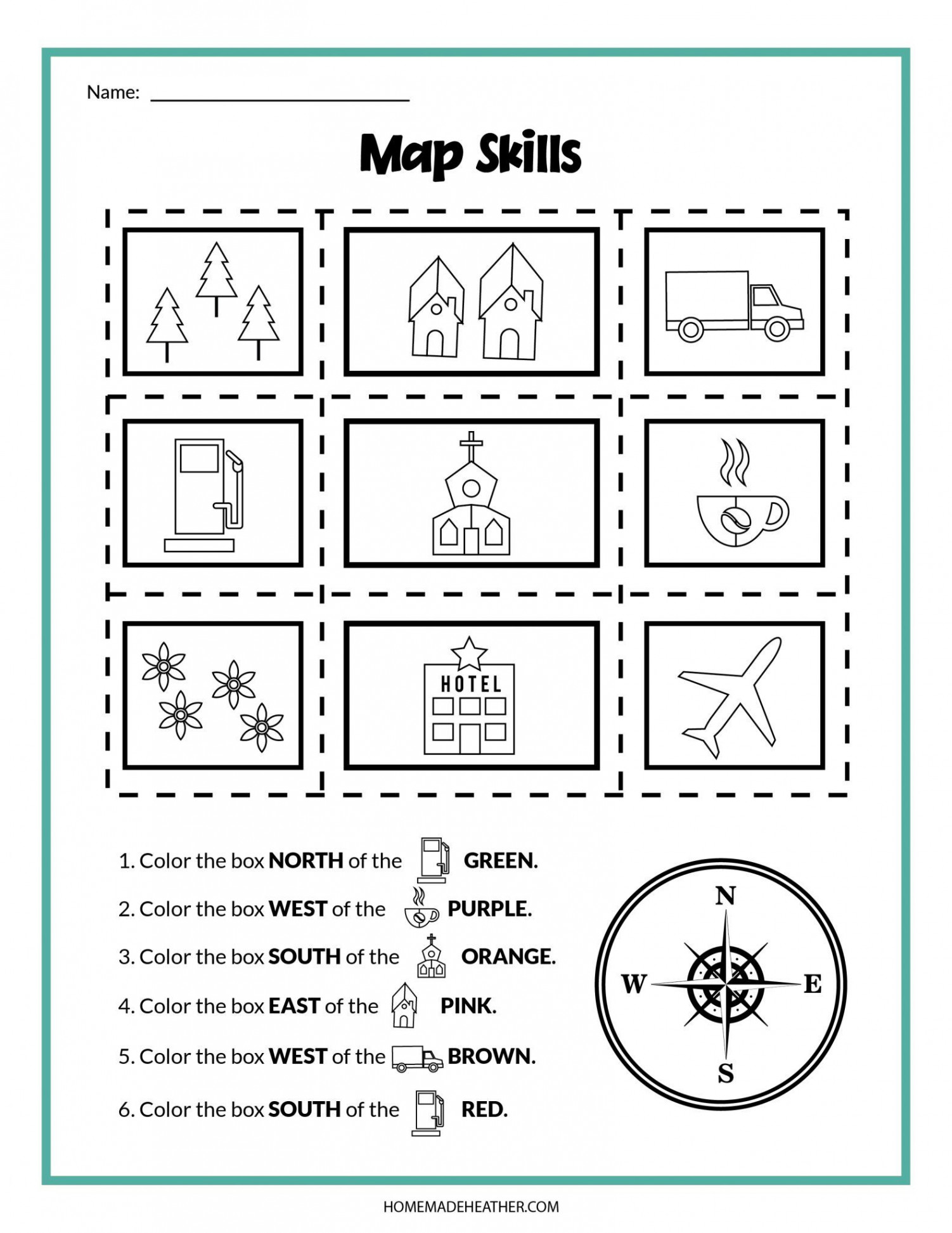 map skills printables  Map activities, Map skills, Teaching map