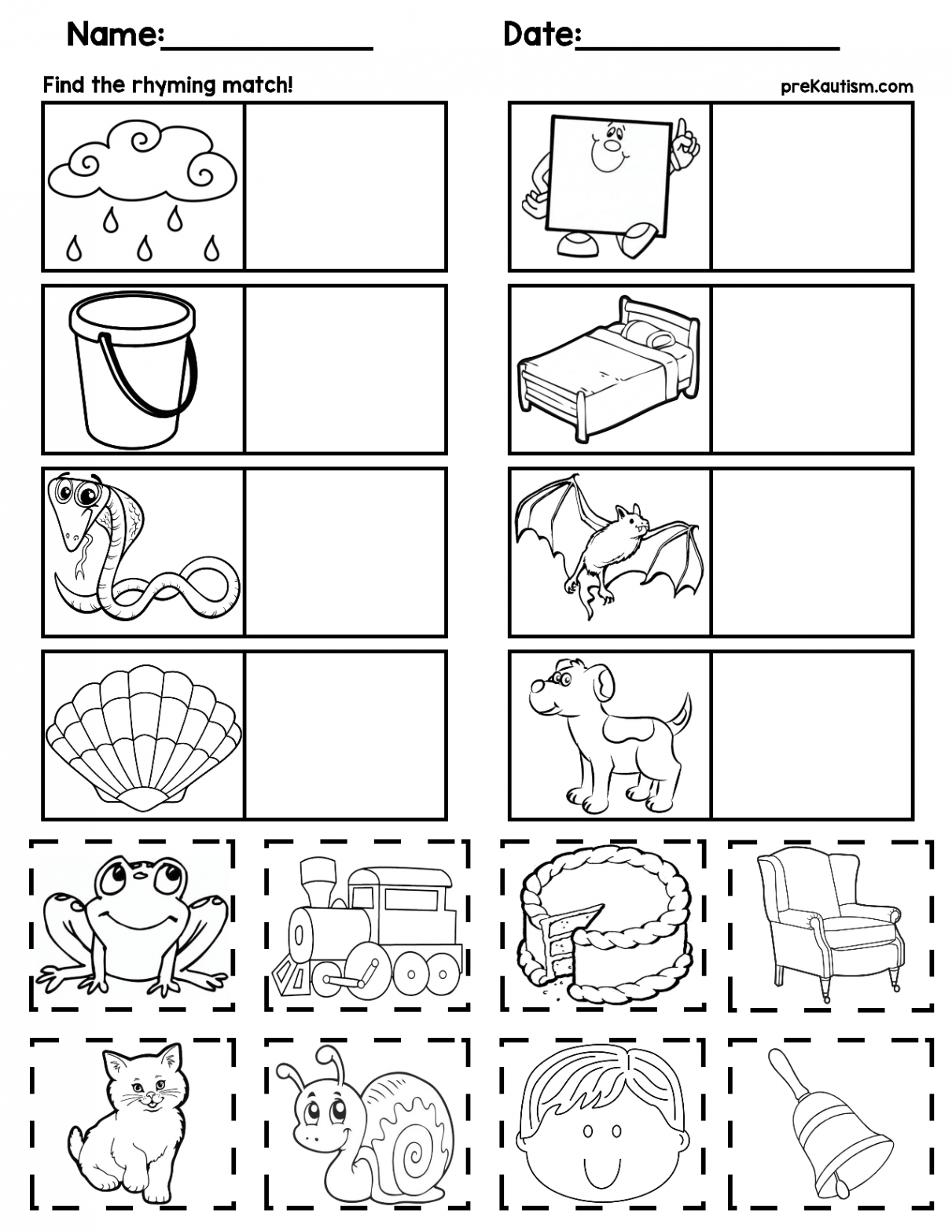 Matching Rhyming Words  Rhyming worksheet, Rhyming words