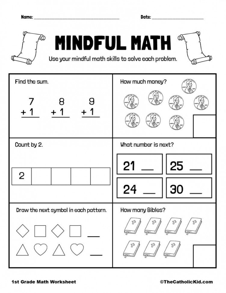 Math Review Printable - st Grade Math Worksheet Catholic