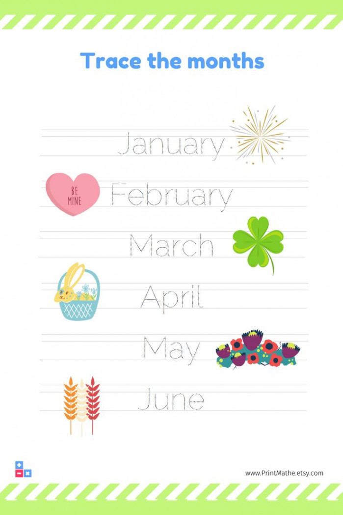 Months of the Year Tracing Worksheets Digital Download - Etsy