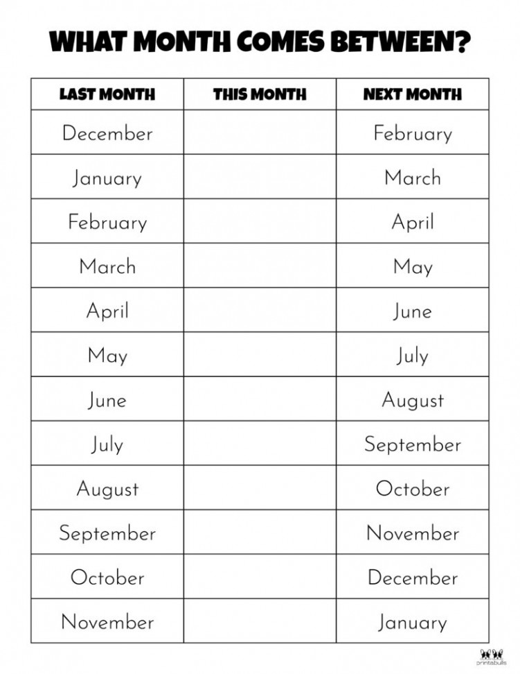 Months of the Year Worksheets & Printables  Printabulls