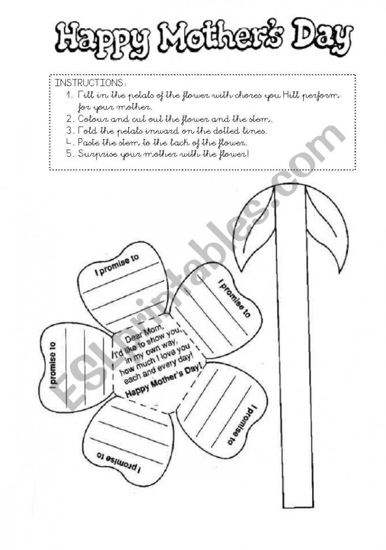 MOTHER´S DAY CRAFT!!!! - ESL worksheet by mandm