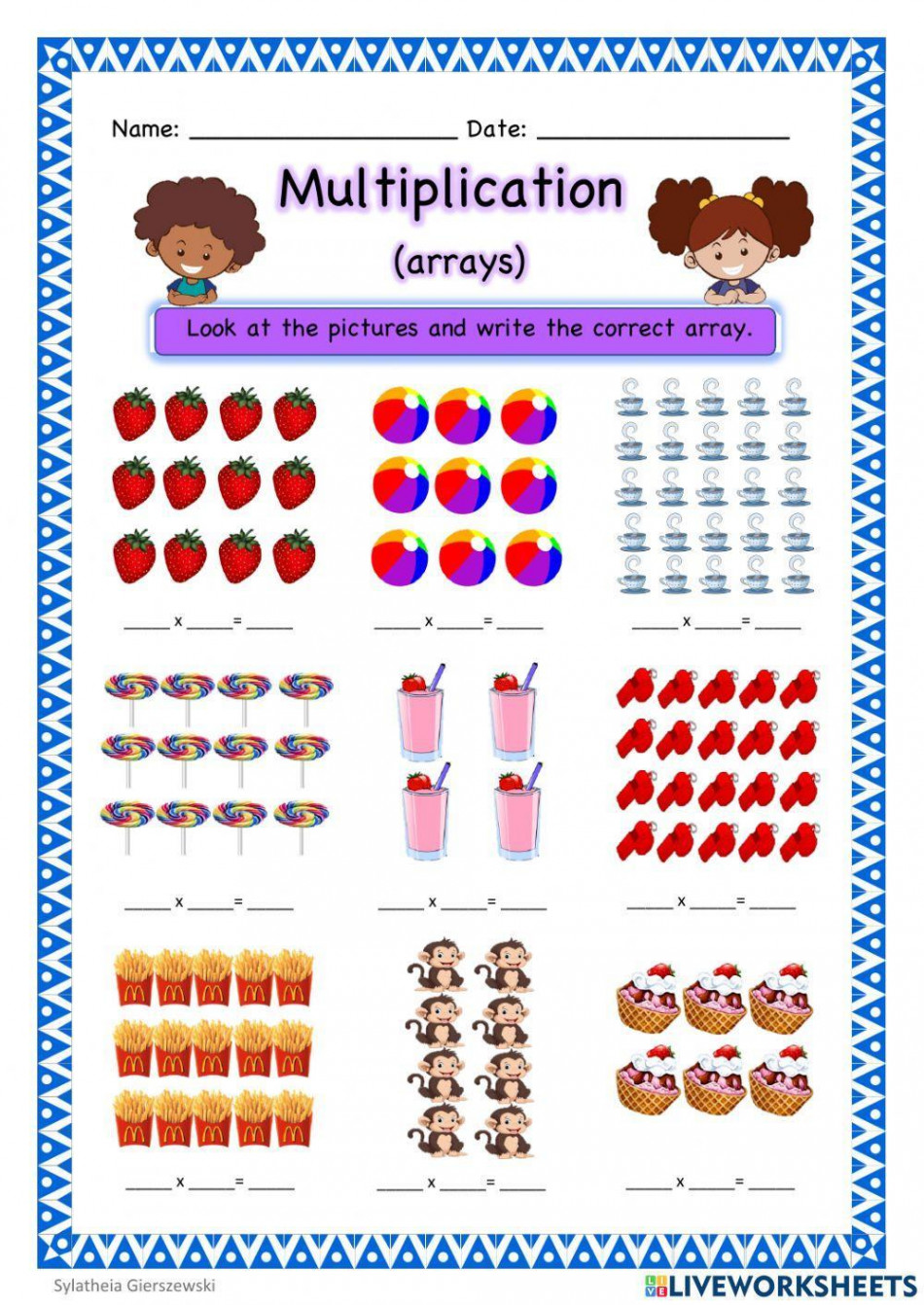 Multiplication (arrays) worksheet  Live Worksheets