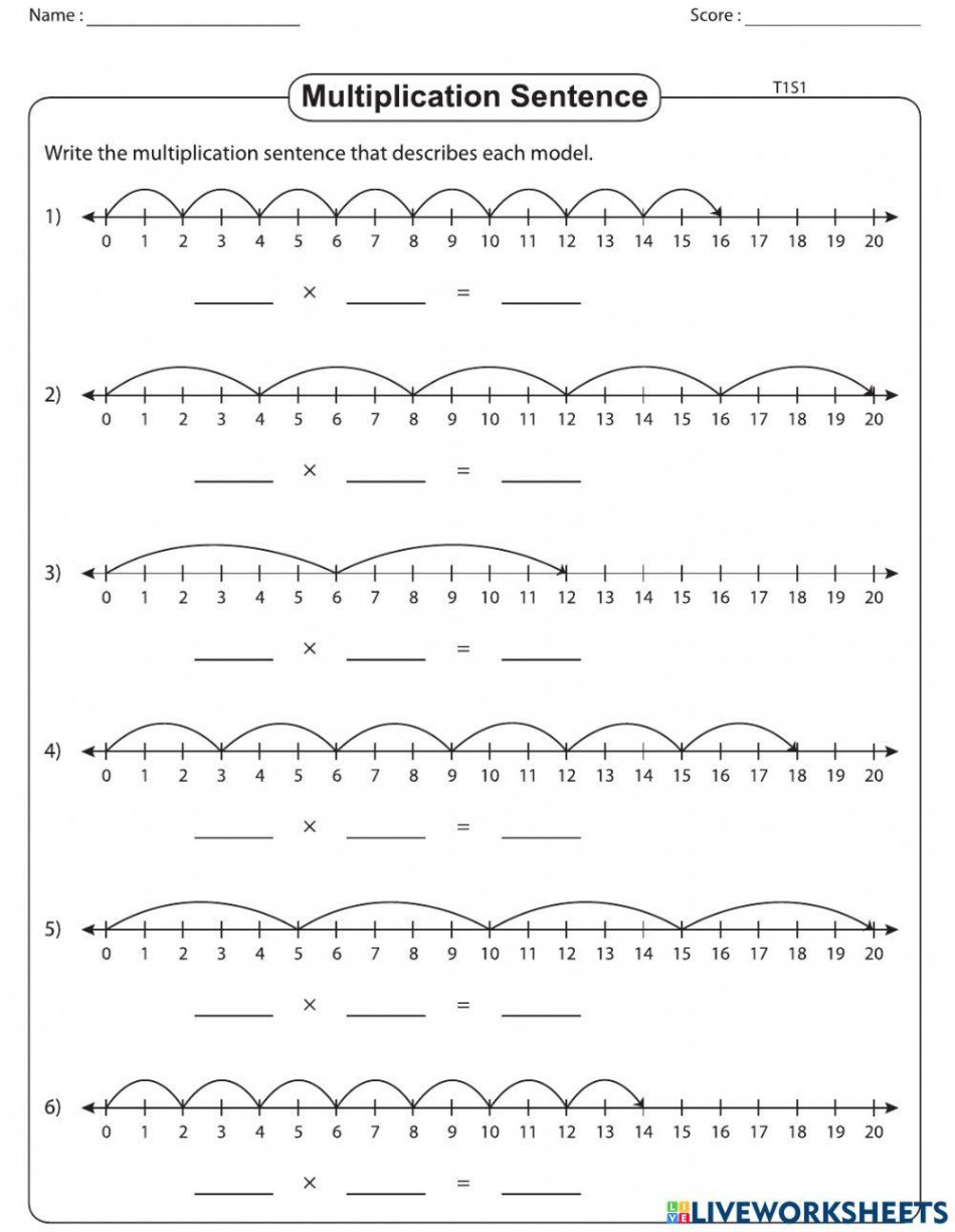 Multiplication on the Number Line worksheet  Live Worksheets