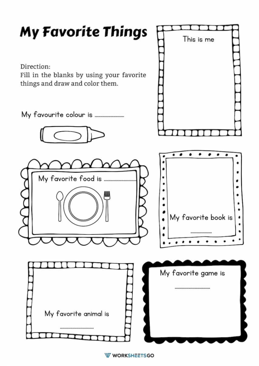 My Favorite Things Worksheets  WorksheetsGO