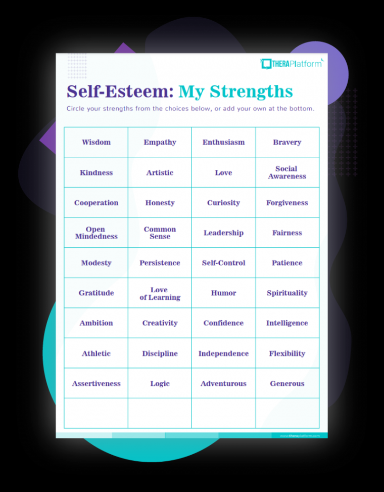 My Strengths Self-Esteem Worksheet