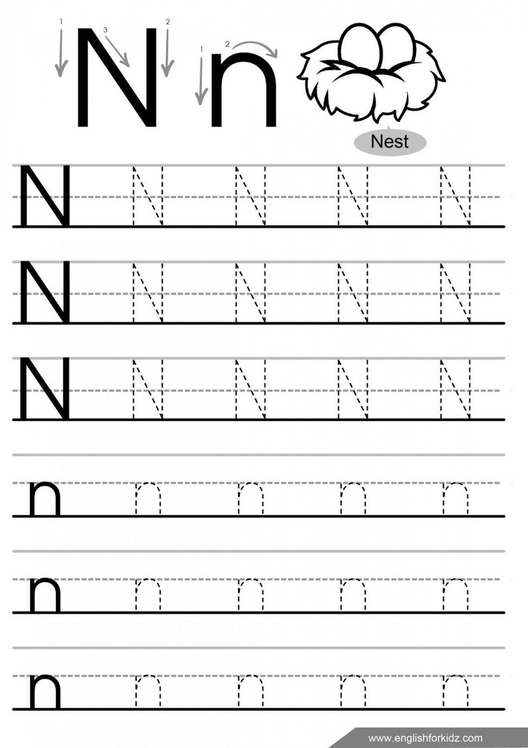 N Tracing Worksheets  Tracing worksheets, Tracing worksheets