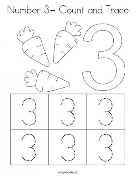 Number - Count and Trace Coloring Page - Twisty Noodle