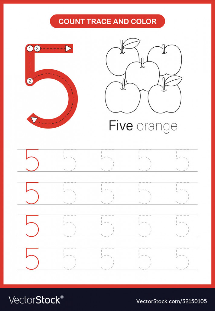 Number trace and colour worksheet  Royalty Free Vector