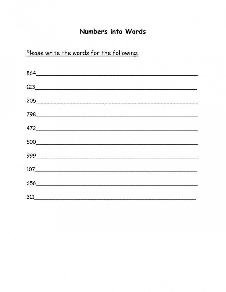 Numbers into Words worksheet  Live Worksheets