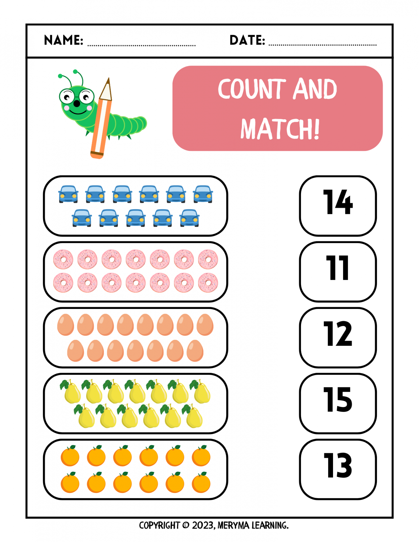 Numbers Recognition - Worksheets: Trace, Write, Color, Count And Match.