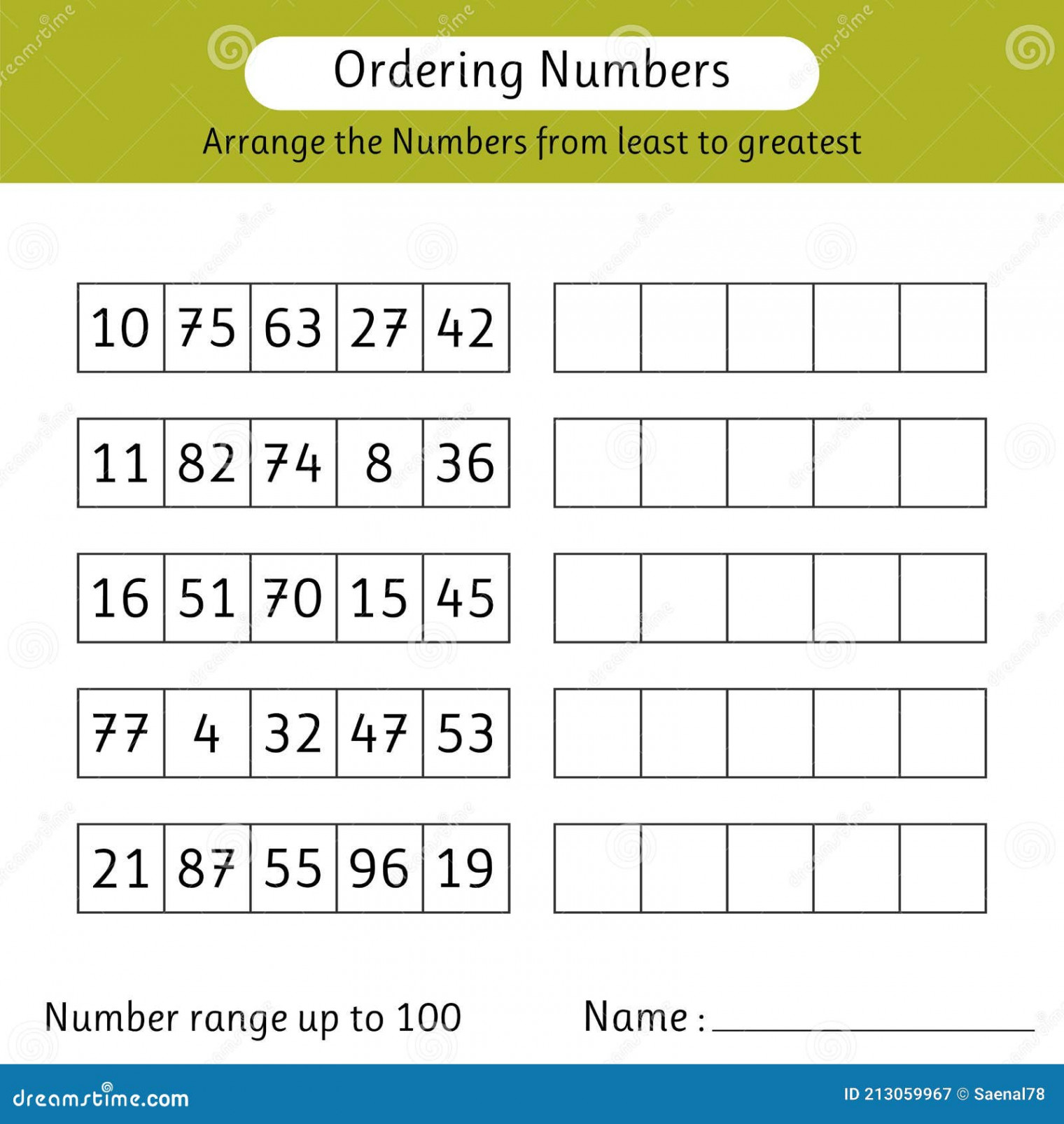 Ordering Numbers Worksheet