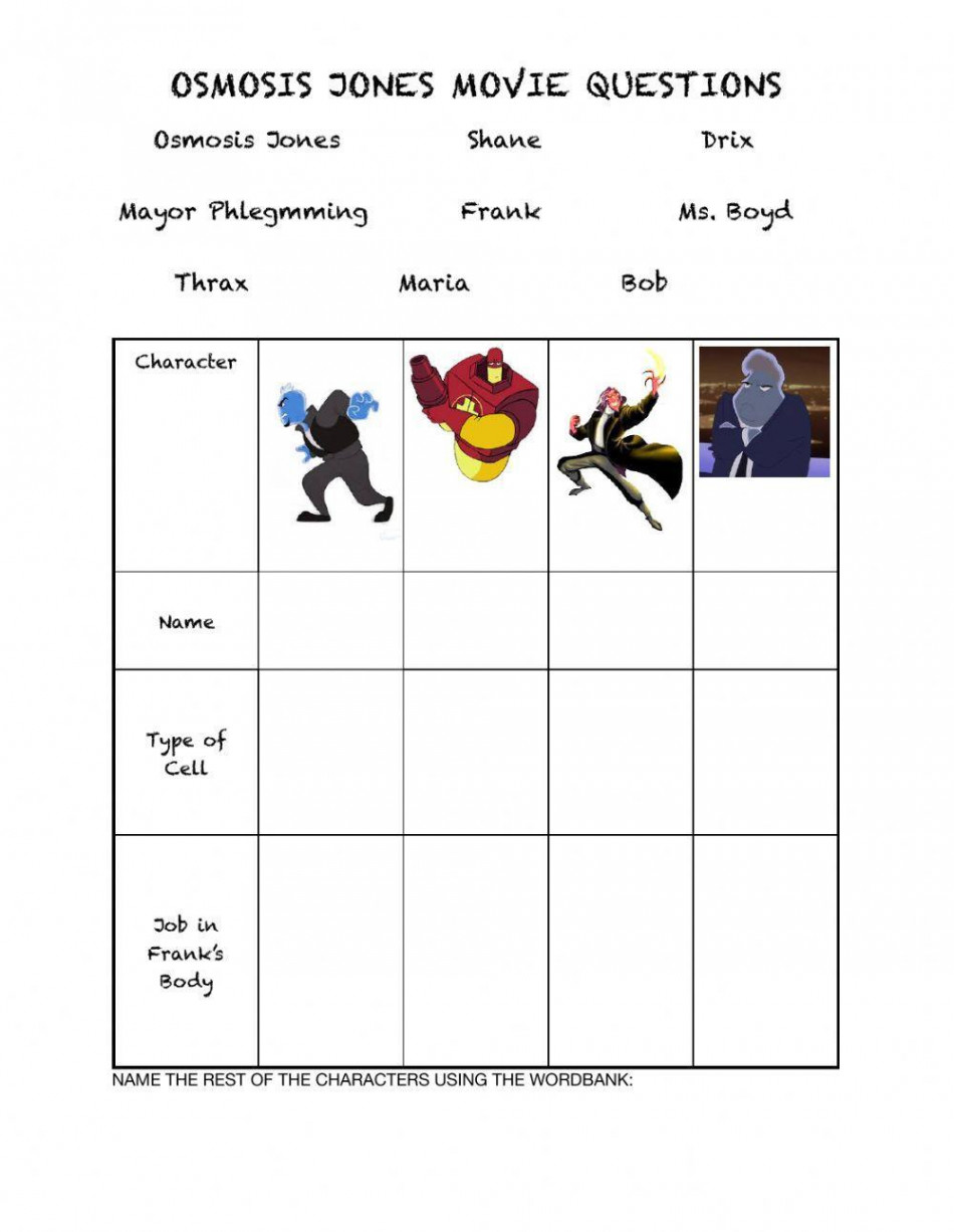 Osmosis Jones Movie Questions worksheet  Live Worksheets