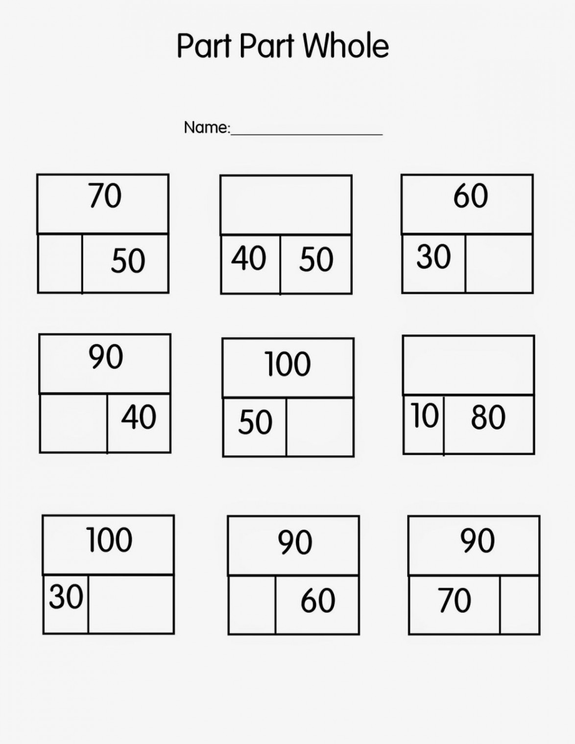 Part Part Whole Practice  Part part whole, First grade math