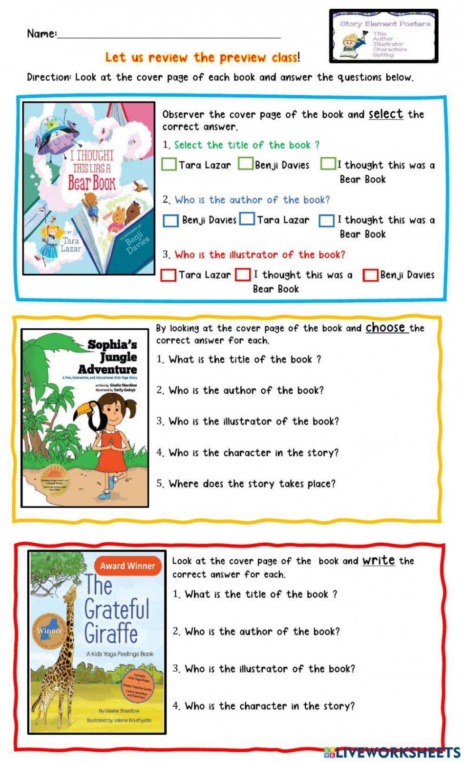 Pdf online worksheet: Story Elements  Live Worksheets