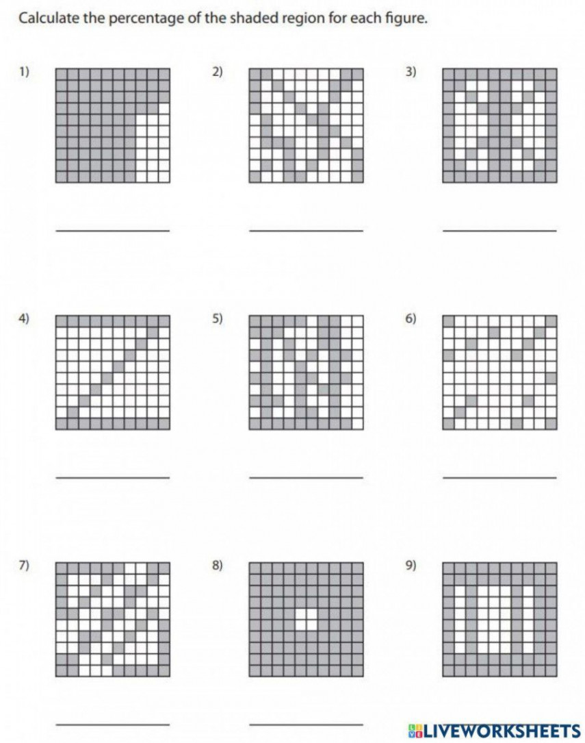 Percent Shaded Region Worksheet in   Math worksheets