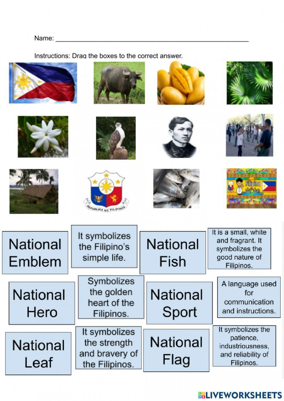 Philippine National Symbols interactive worksheet  Live Worksheets