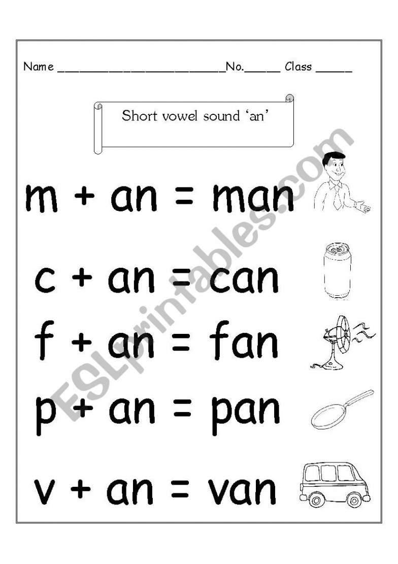 Phonics ´an´ short vowel sound - ESL worksheet by Nutcharat