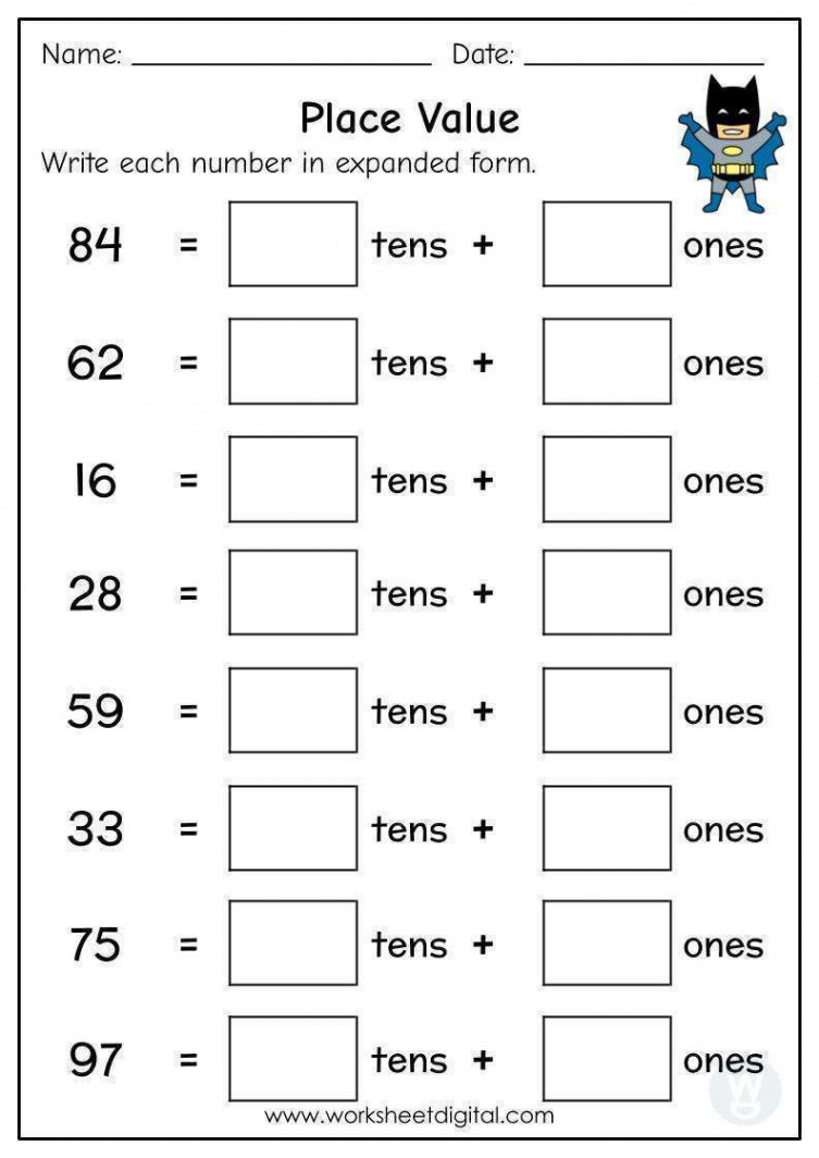 Place Value Tens and Ones - Worksheet Digital