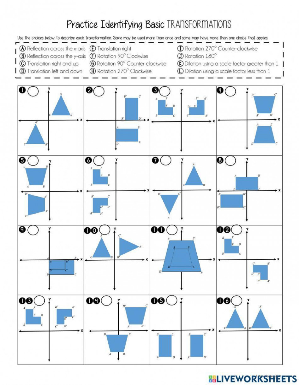 Practice Identifying Basic Transformations worksheet  Live Worksheets