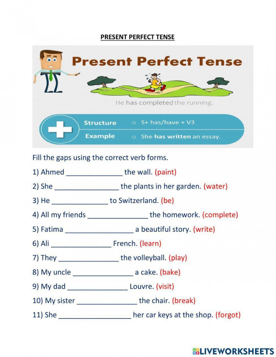 Present perfect tense online exercise for Grade   Live Worksheets