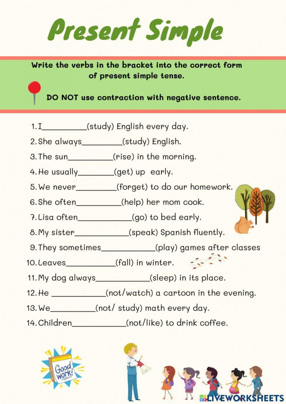 Present Simple verbs worksheet for Grade   Live Worksheets