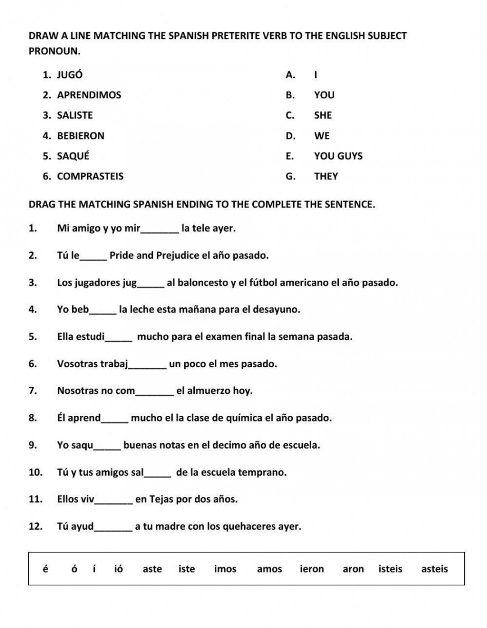 Preterite Tense worksheet  Live Worksheets