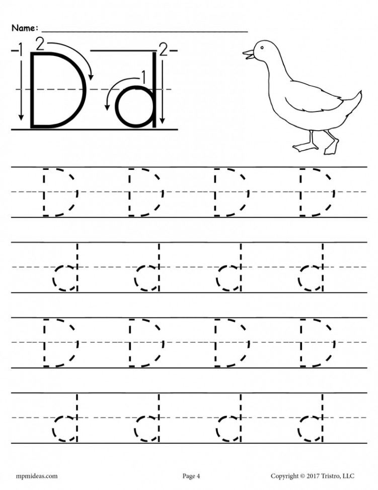 Printable Letter D Tracing Worksheet! – SupplyMe