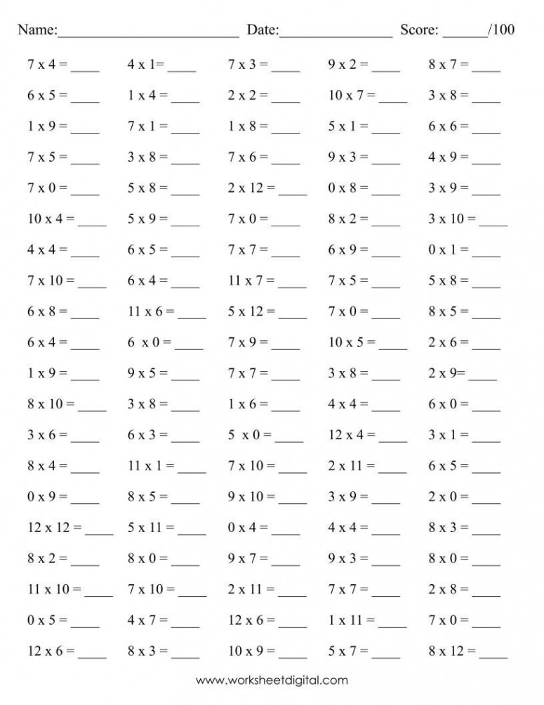 Printable Math Drills Multiplication Timetable  to  - Etsy