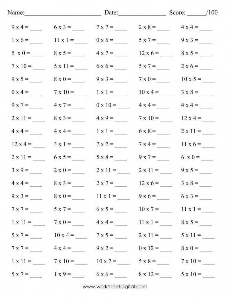 Printable Math Drills Multiplication, Timetable  to , Practice Speed  Counting, PDF