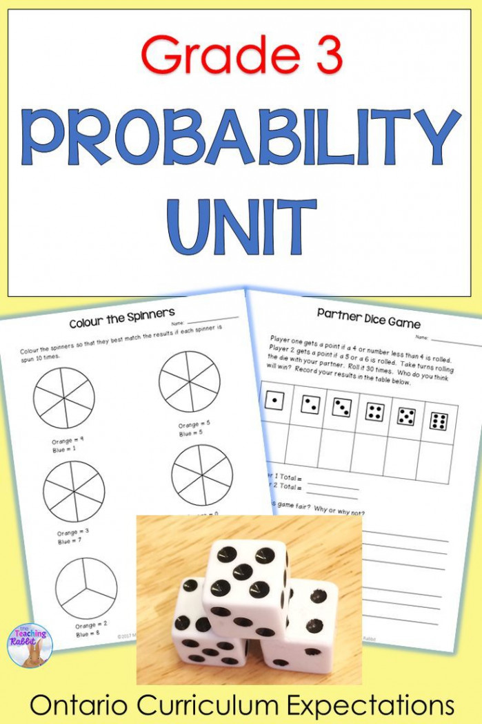 Probability Unit - Worksheets, Posters, Task Cards, Test (Grade