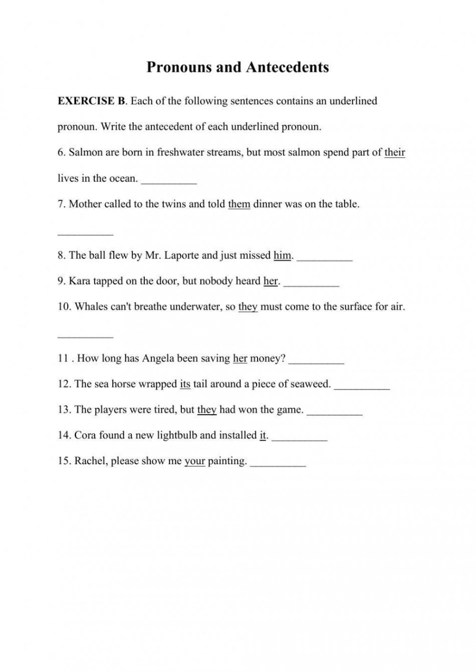 Pronouns and Antecedents worksheet  Live Worksheets