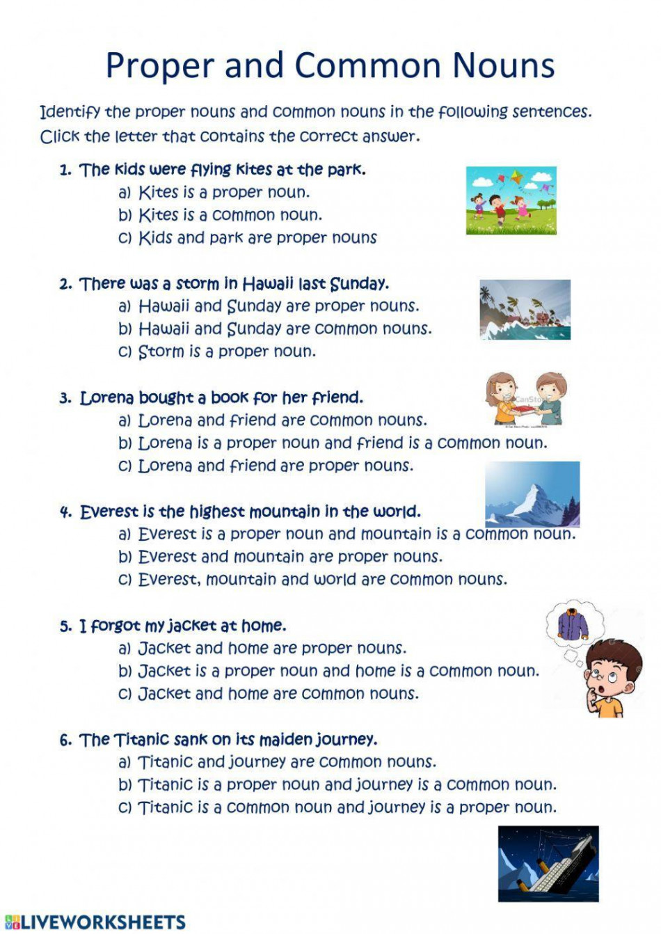 Proper and Common Nouns interactive worksheet  Live Worksheets