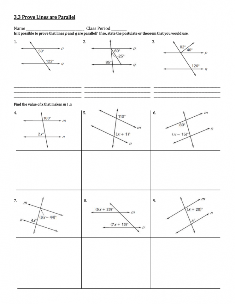 Proving Lines Parallel Worksheet Answers  Worksheets, Word